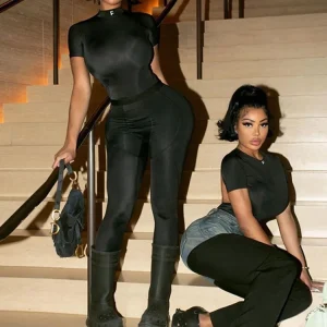 Stylish Casual Two Piece Set with Ankle-Length Skinny Pants