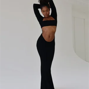 Sexy Hollow Out Strapless Sheath Dress Floor-Length Elegance