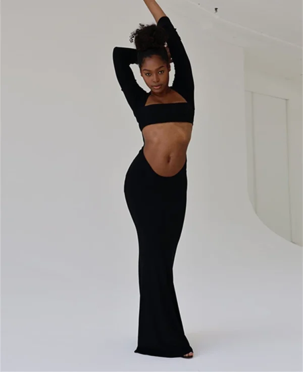 Sexy Hollow Out Strapless Sheath Dress Floor-Length Elegance