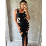 Hollow Out Sexy Sheath Dress with Square Collar and Straps
