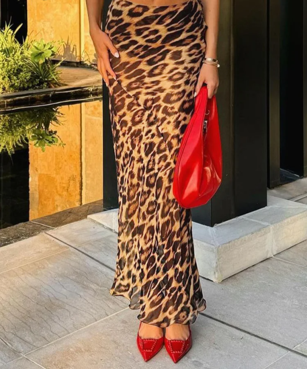 Dulzura Sexy Elegant Skirt Leopard Printed Maxi Women Skirts 2024 Lady Y2K Clothes Office Club Party Casual Streetwear Wholesale
