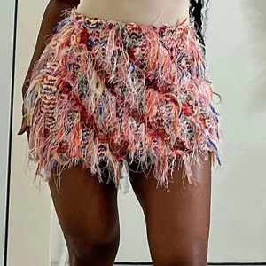 Weird Puss Colorful Tassel Skirts Peach Hip Women Thin Knit Wild Sexy Midnight Summer Trend Stretch Skinny Streetwear Bodycon