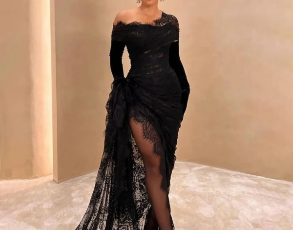 Verngo Black Lace Party Dresses Off The Shoulder Prom Dress 2024 Black Girl MermaidSlit Formal Dress فساتين عيد نسائيه 2