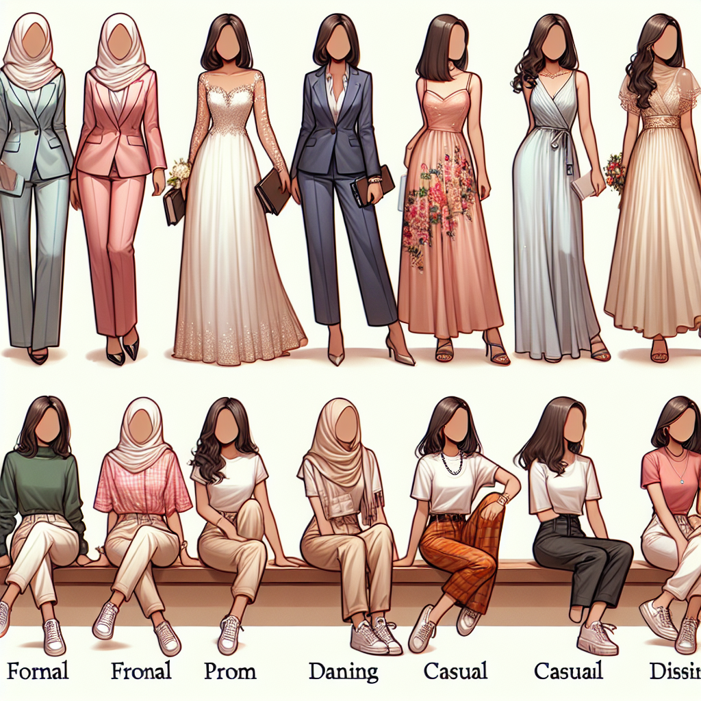 Women's Dress Code Essentials: From Formal like galas, proms, fine dining, to casual like parties,