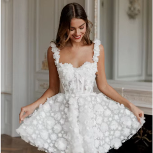 Amanda Customized White Mini Prom Dresses Flower Lace Embroidery Evening Dress Lace-up Spaghetti Strap Party vestidos de fiesta
