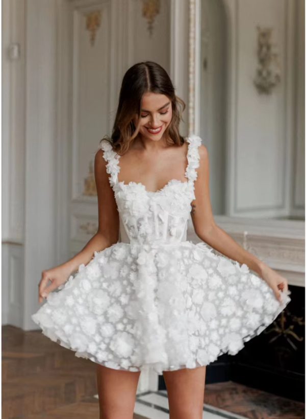 Amanda Customized White Mini Prom Dresses Flower Lace Embroidery Evening Dress Lace-up Spaghetti Strap Party vestidos de fiesta