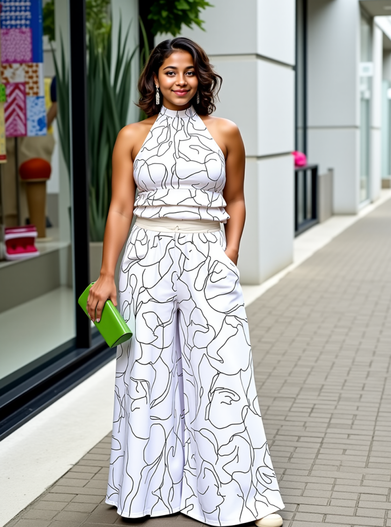 Lace-Up Jumpsuit with Wide Leg Pants