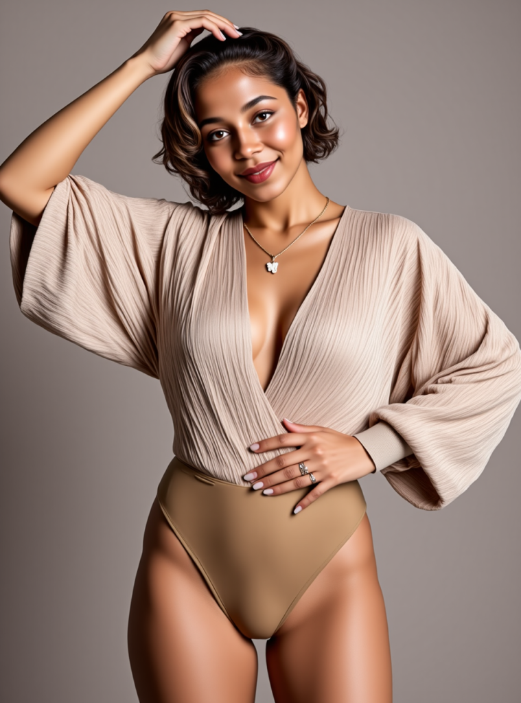 Stretch Pleated Bodysuit
