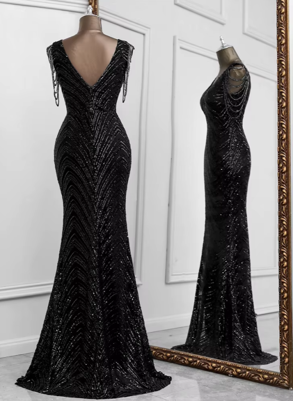 Sexy mermaid black evening dresses vestidos elegantes para mujer de noche largo soiree de mariage robe femme vestidos prom dress 5