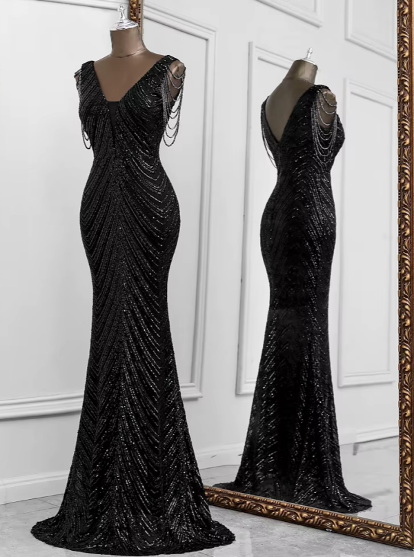 Sexy mermaid black evening dresses vestidos elegantes para mujer de noche largo soiree de mariage robe femme vestidos prom dress 4