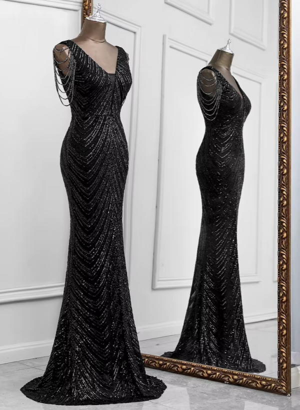 Sexy mermaid black evening dresses vestidos elegantes para mujer de noche largo soiree de mariage robe femme vestidos prom dress 3