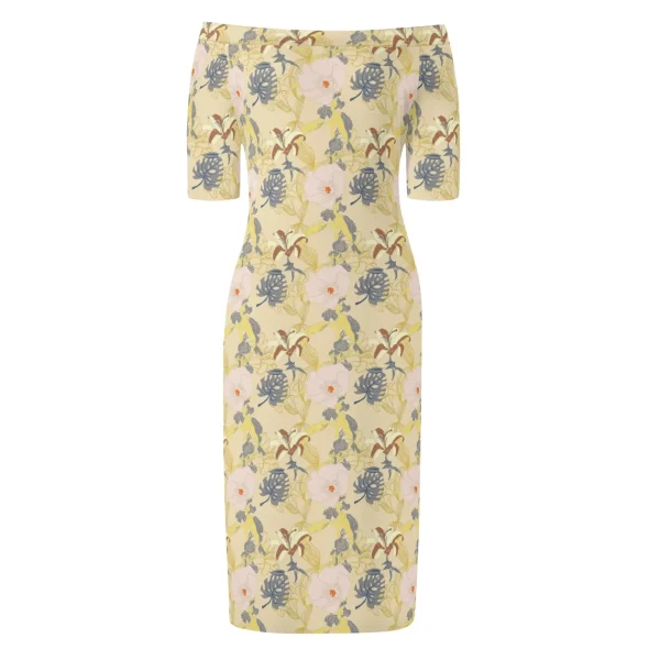 Elegant Women's Off The Shoulder Office Lady Dress - Image 4