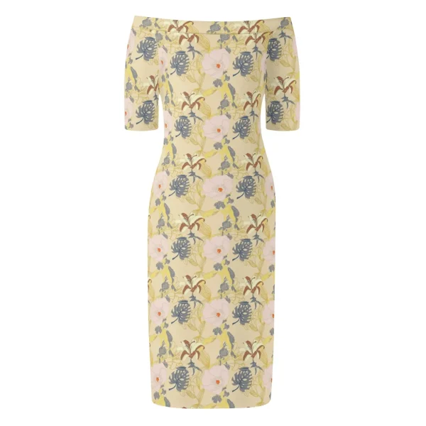 Elegant Women's Off The Shoulder Office Lady Dress - Image 5