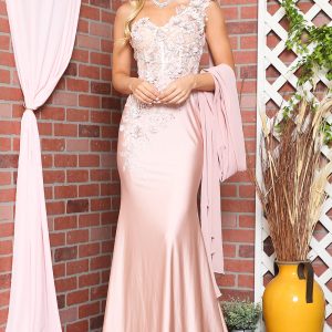 Strap One Shoulder 3D Floral Applique Mermaid Long Evening & Prom Dress AC388