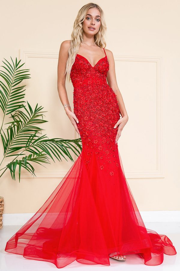 Mermaid Tulle Skirt Embroidered Lace Long Prom Dress ACSU066 - Image 22
