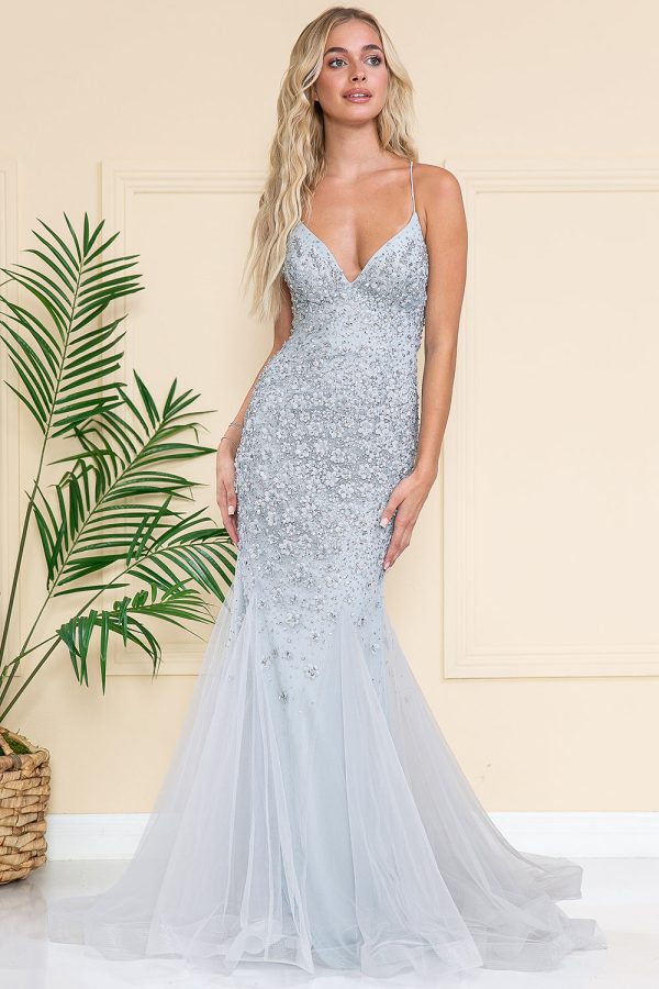 Mermaid Tulle Skirt Embroidered Lace Long Prom Dress ACSU066 - Image 43