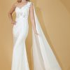 Strap One Shoulder 3D Floral Applique Mermaid Long Evening & Prom Dress AC388 - Image 46