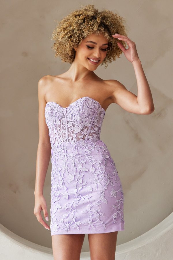 Sweetheart Embroidered Lace Strapless Short Cocktail Dress AC7053S - Image 3