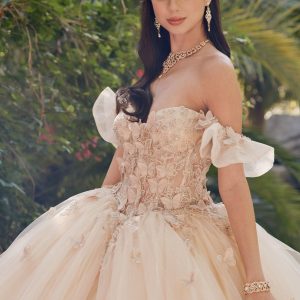 Off Shoulder Embroidered Lace Bodice Long Quinceanera Dress JTJT1448J