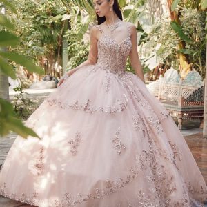 Embroidered Lace Bodice Sweetheart Long Quinceanera Dress JTJT1450J