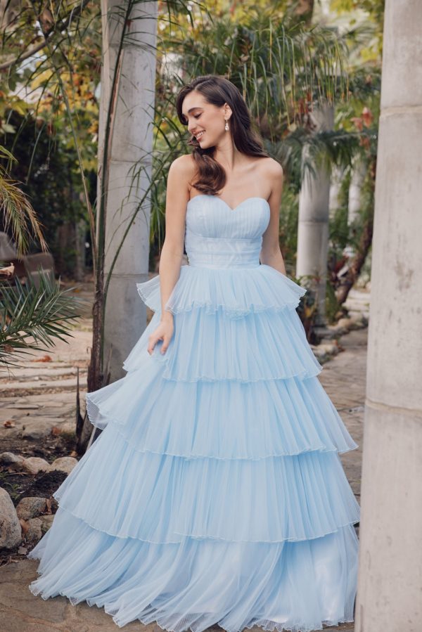 Ruffle Tulle Skirt Strapless Sweetheart A-Line Long Prom Dress JTJT2452K - Image 7