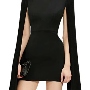 Bateau Neck Open Back Crepe Bodycon Dress