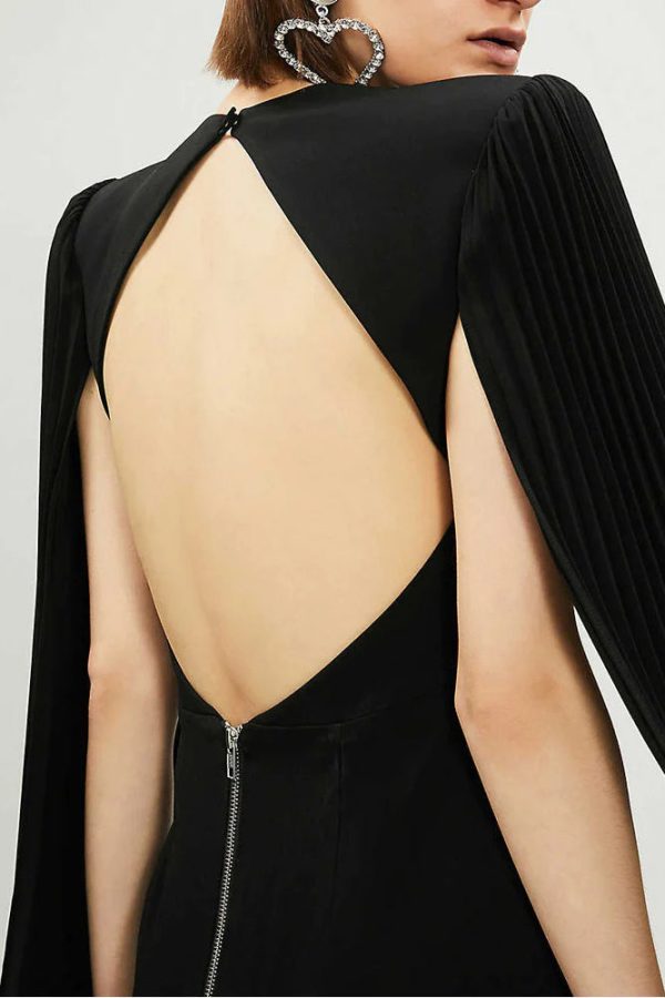 Bateau Neck Open Back Crepe Bodycon Dress - Image 3