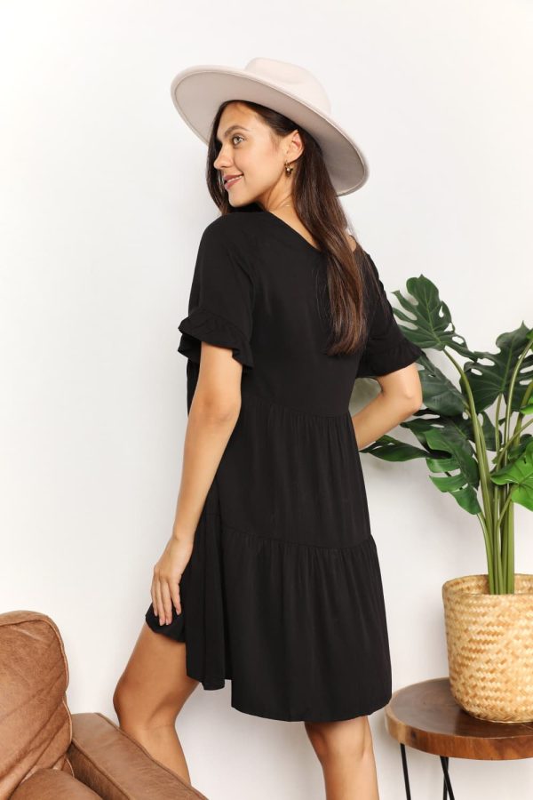 Double Take V-Neck Flounce Sleeve Tiered Dress - Image 2