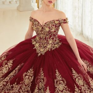 Layered Lace Quinceanera Off Shouder Sweetheart Long Ball Dress CD15705