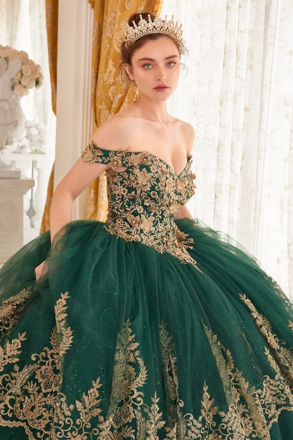Layered Lace Quinceanera Off Shouder Sweetheart Long Ball Dress CD15705 - Image 4