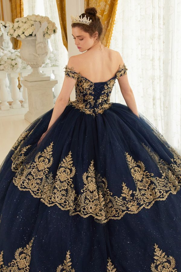 Layered Lace Quinceanera Off Shouder Sweetheart Long Ball Dress CD15705 - Image 34