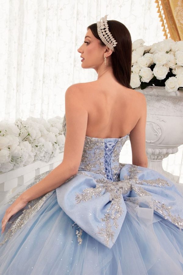Strapless Layered Bow Detail Sweetheart Quinceanera Long Ball Dress CD15715 - Image 5
