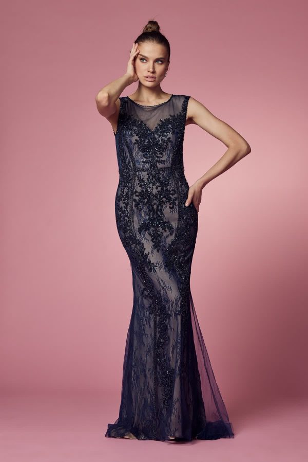 Embroidered Lace Illusion Sweetheart Long Prom & Mother Of The Bride Dress NXE1006