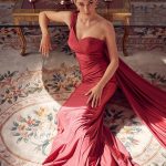 Party Cocktail One Shoulder Drape Sleeve Mermaid Long Evening Dress