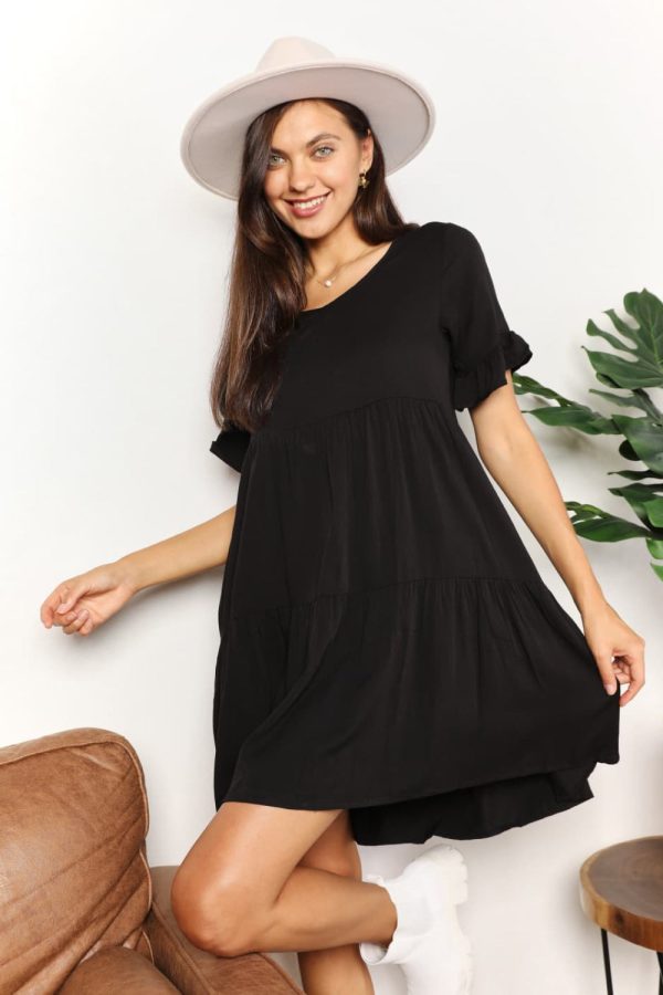 Double Take V-Neck Flounce Sleeve Tiered Dress - Image 7