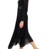 Taylor V-neck elastic cuff long sleeve lace shoulder and side detail zipper back pleated chiffon crepe dress - Image 2