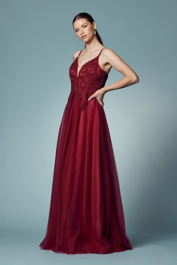 Embroidered Bodice Long Prom & Bridesmaid Dress NXR357 - Image 2