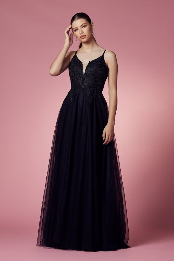 Embroidered Bodice Long Prom & Bridesmaid Dress NXR357 - Image 4