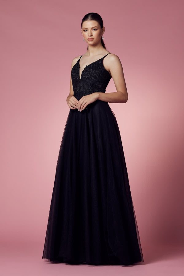 Embroidered Bodice Long Prom & Bridesmaid Dress NXR357 - Image 5