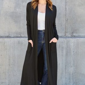 Basic Bae Full Size Open Front Long Sleeve Cover Up