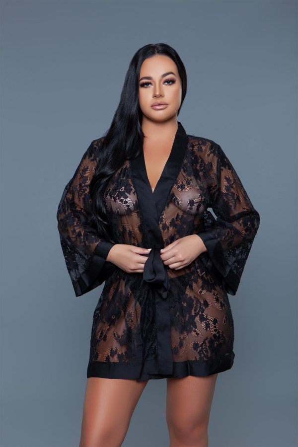 2275 Delia Robe Floral Lace Robe with Satin Trimming - Image 8
