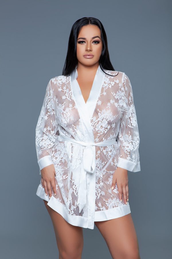 2275 Delia Robe Floral Lace Robe with Satin Trimming - Image 13