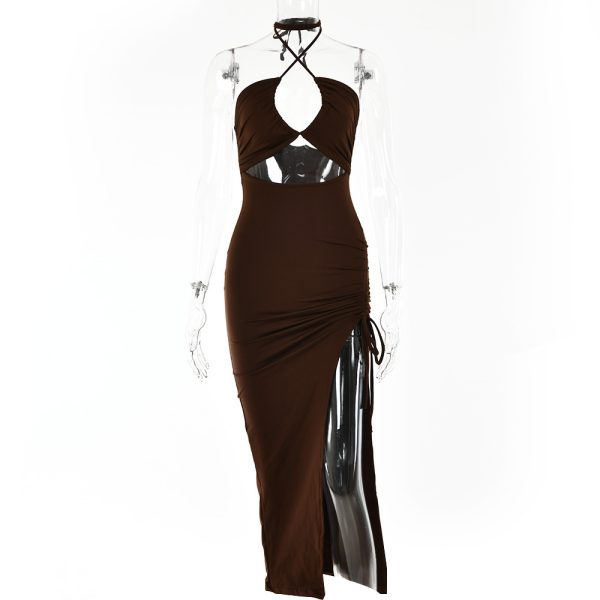 Sexy Halterneck Lace-up Split Dress Summer Y2K Fashion Party Baech Long Dresses For Womens Clotjing - Image 5