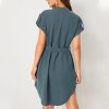 V-neck Short Sleeve Dress With Belt Summer Fashion Bowknot Dresses For Women Clothing - Image 6