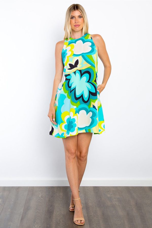 Be Stage Full Size Floral Sleeveless Mini Dress with Pockets - Image 5