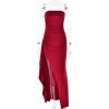 Strapless Split Long Dress Summer Fashion Pleated Bridesmaid Dress For Womens Party Wedding Clothing - Image 2
