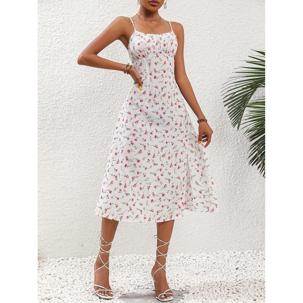 New Polka Dot Print Suspender Dress Summer Sexy Split Long Dresses For Womens Clothing - Image 5