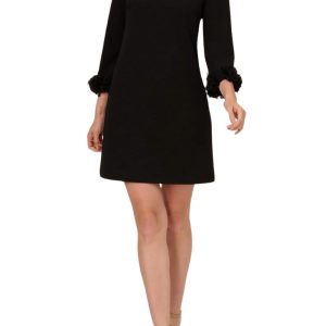 Adrianna Papel Ruffle Cuff Long Sleeve Crepe Cocktail Dress