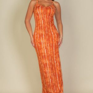 Tie Dye Printed Cami Bodycon Maxi Dress (CAPELLA)