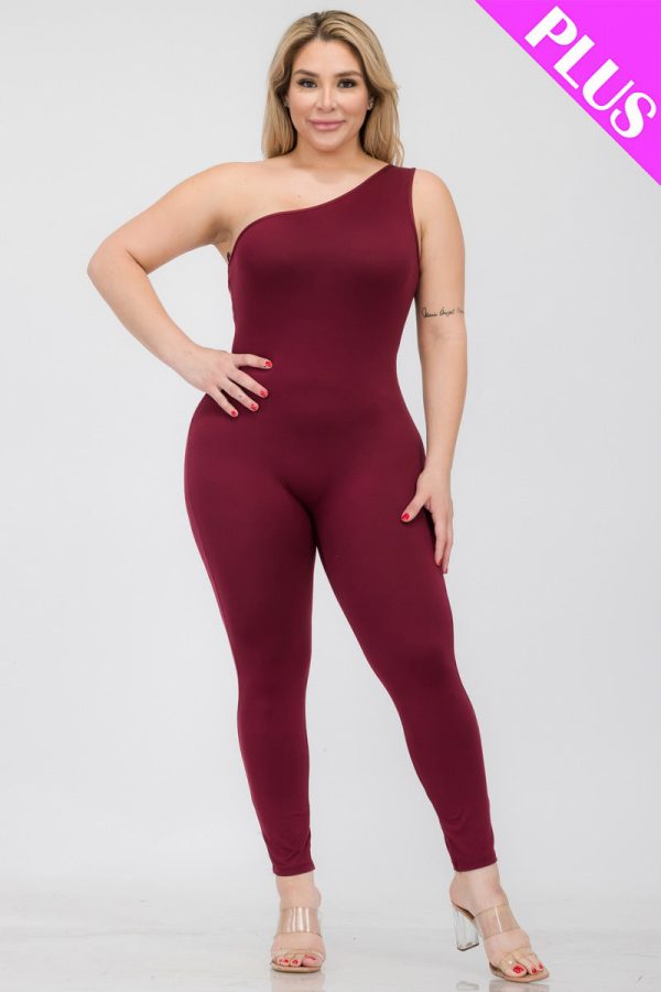 Plus Size Solid Color One Shoulder Jumpsuit (CAPELLA) - Image 10